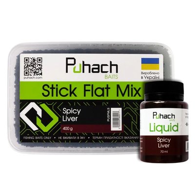 Набір Puhach Baits Stick Flat Mix + Liquid 70 ml – Spicy Liver (Печінка зі спеціями) PUN014 фото