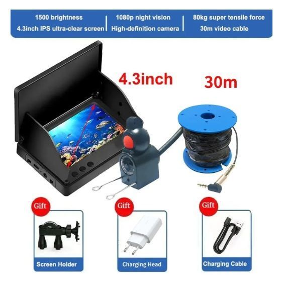 Підводна камера для риболовлі з дисплеєм Fish Finder 20 м  з дисплеєм 4.3 дюйма акумулятор 10000 мА&middot;год ІЧ-підсвітка Fish Finder-20 м фото