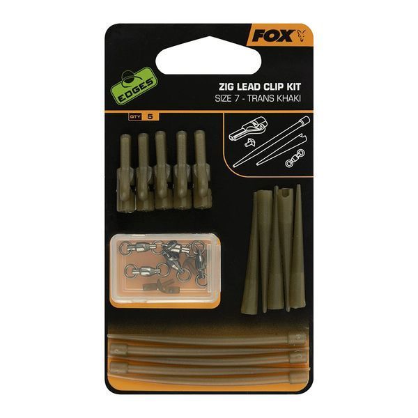 Набір кліпс для зиг ригу Fox Edges Zig Lead Clip Kit Trans Khaki Size 7 5 шт. CAC722 фото