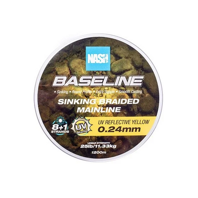 Nash Baseline Sinking Braid UV Yellow 30lb 0.28mm 600m	 T6010 фото