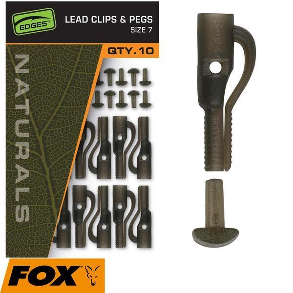 Безпечні кліпси зі штифтами Fox Edges Naturals Lead Clips & pegs Size 7 CAC829 фото
